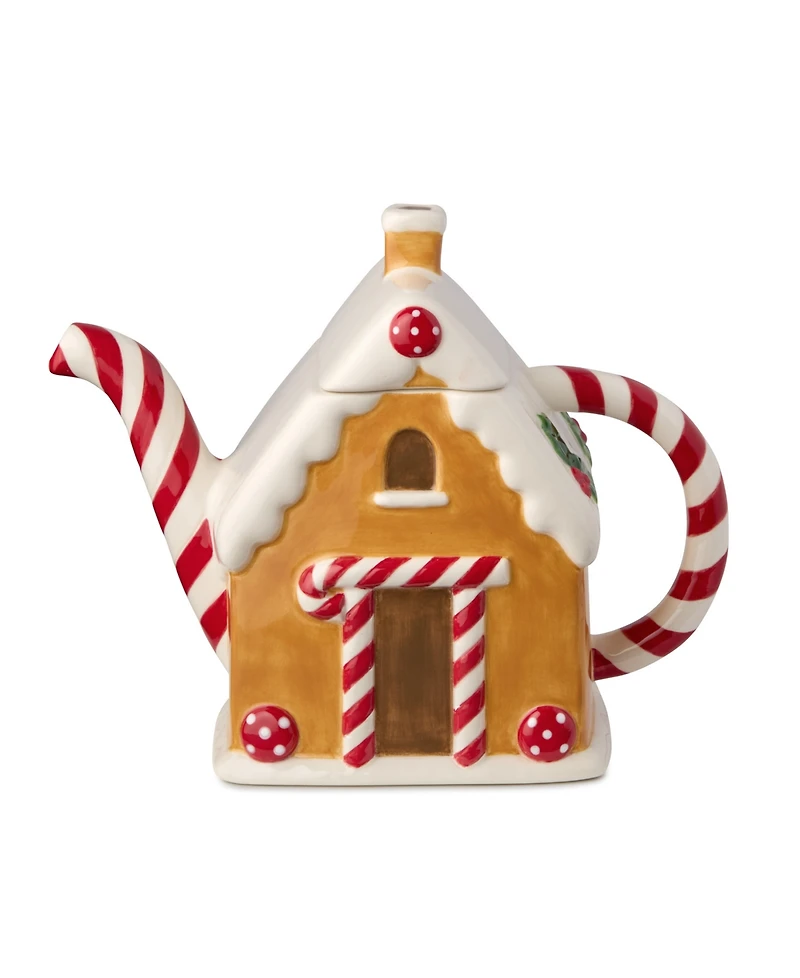 Certified International Santa's Retro Christmas 3-d Gingerbread Teapot
