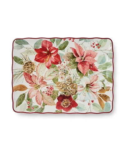 Certified International Winter Blooms Rectangular Platter