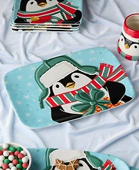 Certified International Christmas Whimsy Penguin Rectangular Platter
