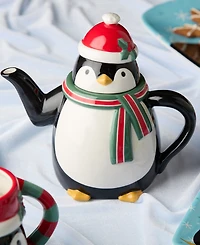 Certified International Christmas Whimsy Penguin 3-d Teapot