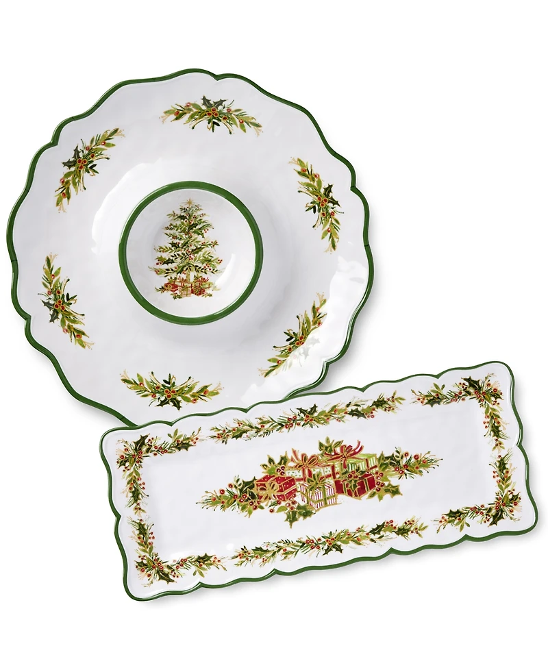 Certified International Holly Tree Melamine 2-Pc. Appetizer Set