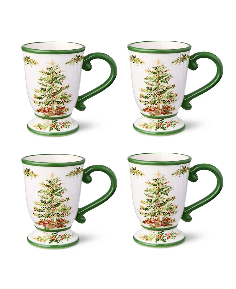 Certified International Holly Tree Mugs, Set of 4