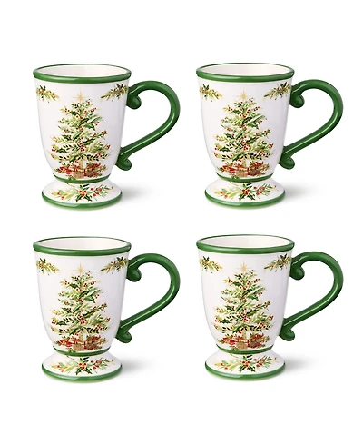 Certified International Holly Tree Mugs, Set of 4