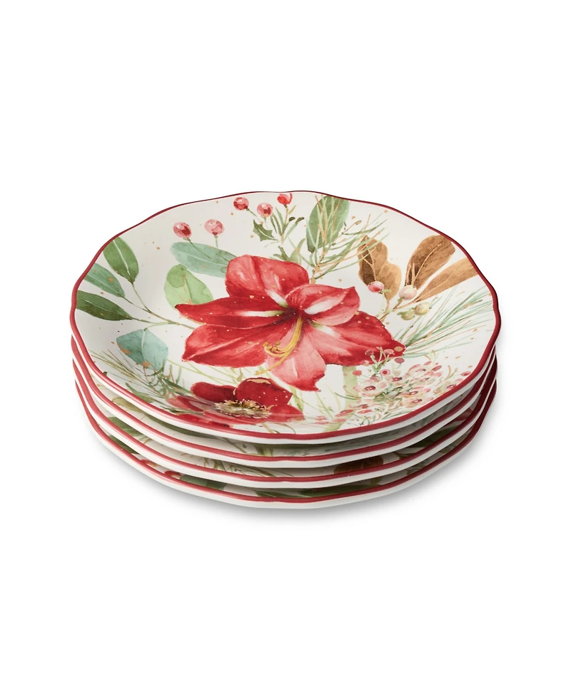 Certified International Winter Blooms Dessert Plates, Set of 4