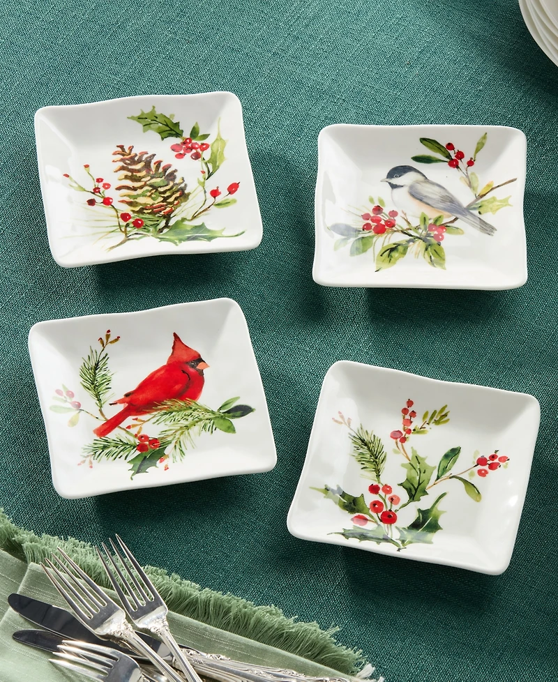 Certified International Holly Vines Canape Plates, Set of 4