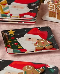 Certified International Christmas Whimsy Santa Dessert Plates, Set of 4