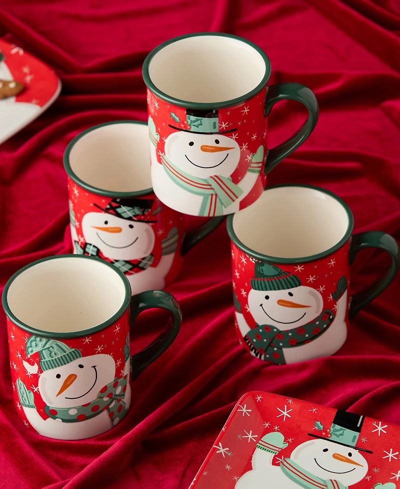 Certified International Christmas Whimsy Snowman Mugs, Set of 4