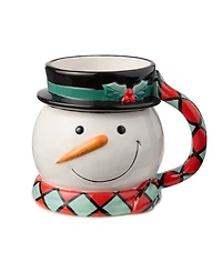 Certified International Christmas Whimsy Snowman 3-d Mugs, Set of 4