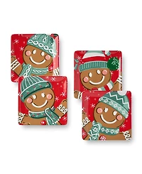 Certified International Christmas Whimsy Gingerbread Dessert Plates, Set of 4