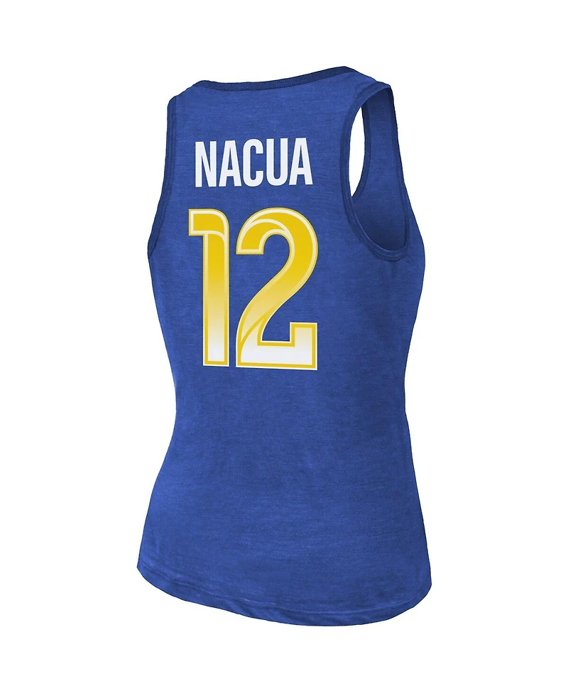 Majestic Women's Puka Nacua Royal Los Angeles Rams Name Number Tri-Blend Scoop Neck Tank Top