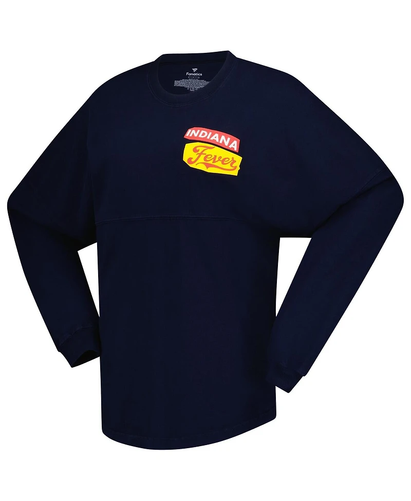 Spirit Jersey Women's Navy Indiana Fever Patches Oversized Long Sleeve T-Shirt