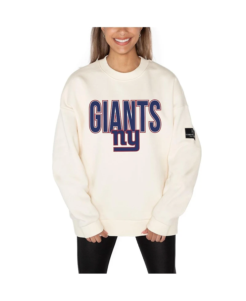 Gameday Couture Women's Cream New York Giants Premium Fleece Oversized Drop Shoulder Pullover Sweatshirt