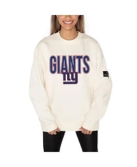 Gameday Couture Women's Cream New York Giants Premium Fleece Oversized Drop Shoulder Pullover Sweatshirt