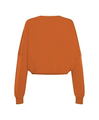 Hype And Vice Women's Burnt Orange Texas Longhorns Oversized Cropped Ivy Knit Pullover Sweater