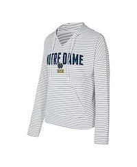 Concepts Sport Men's White/Gray Notre Dame Fighting Irish French Terry Striped V-Neck Pullover Hoodie
