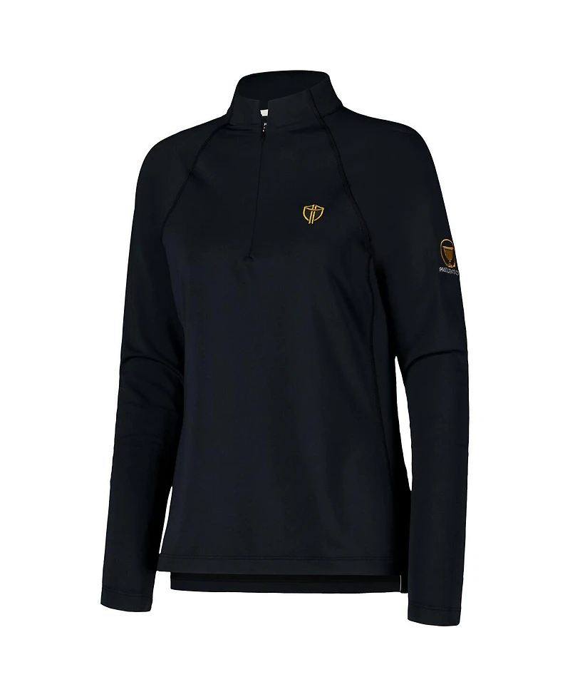 Peter Millar Women's Black Presidents Cup International Team Raglan Perth Quarter-Zip Sweatshirt