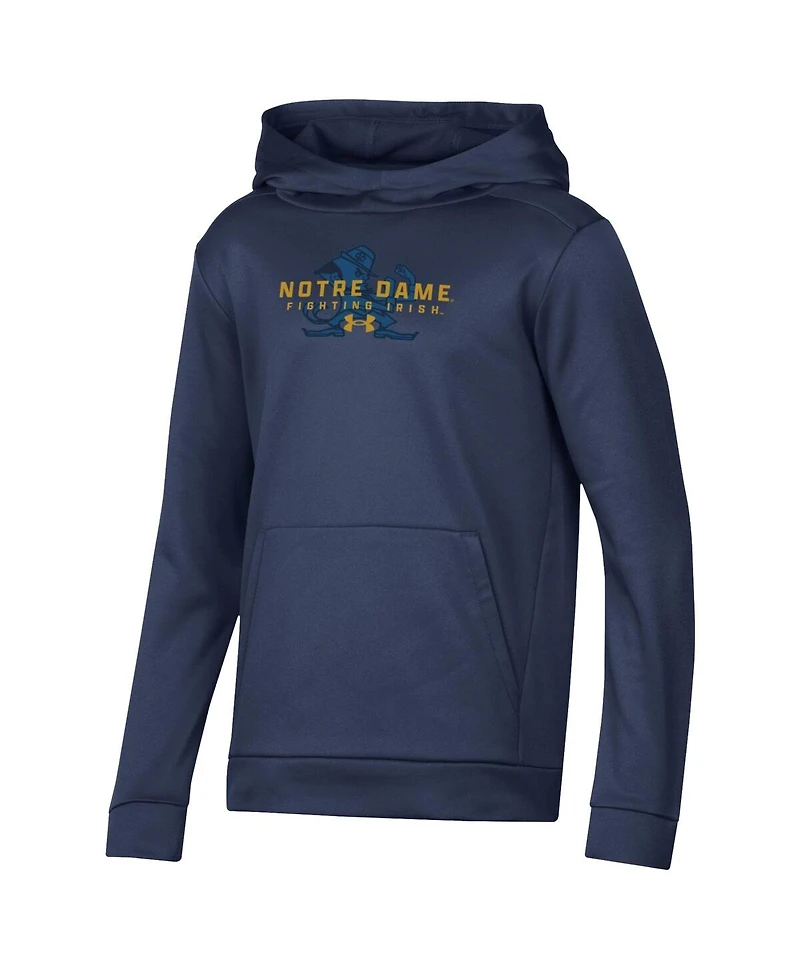Under Armour Big Boys and Girls Navy Notre Dame Fighting Irish Team Fleece Pullover Hoodie