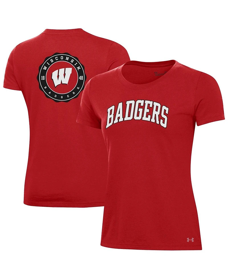 Under Armour Women's Red Wisconsin Badgers Essentials 2-Hit Performance T-Shirt