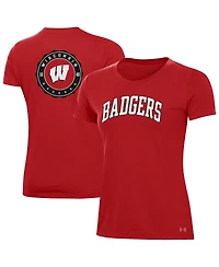 Under Armour Women's Red Wisconsin Badgers Essentials 2-Hit Performance T-Shirt