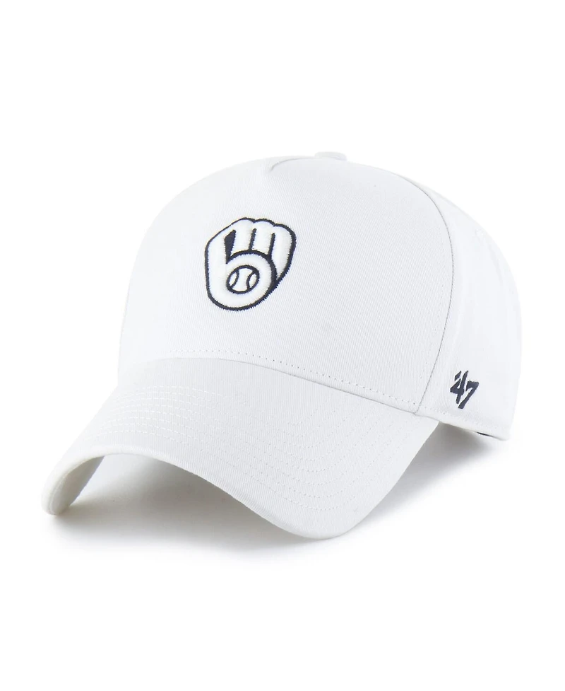 '47 Brand Men's White Milwaukee Brewers Foundational Pinch Offside Adjustable Hat