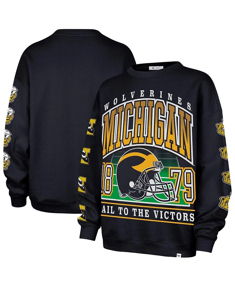 '47 Brand Women's Navy Michigan Wolverines Go Big Oversized Pullover Sweatshirt