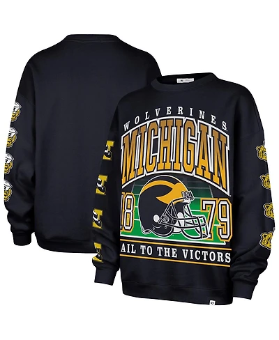 '47 Brand Women's Navy Michigan Wolverines Go Big Oversized Pullover Sweatshirt