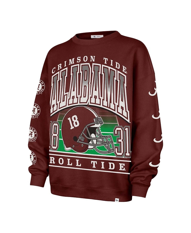 '47 Brand Women's Crimson Alabama Tide Go Big Oversized Pullover Sweatshirt