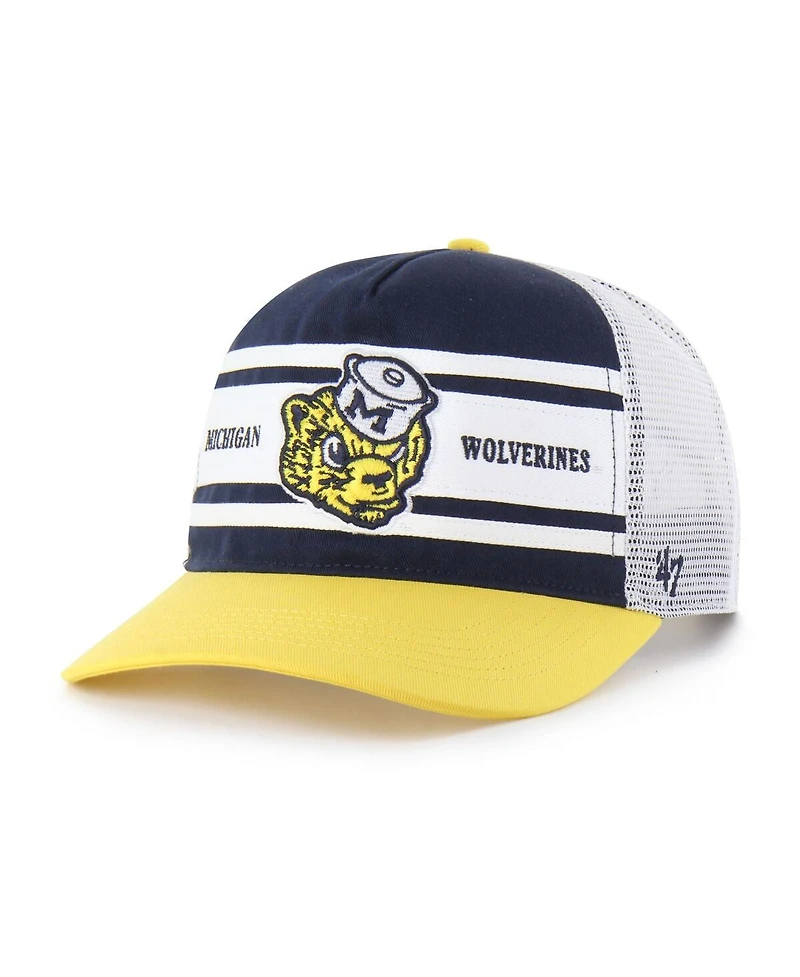'47 Brand Big Boys and Girls Navy/Maize Michigan Wolverines Super Stripe Hitch Adjustable Trucker Hat