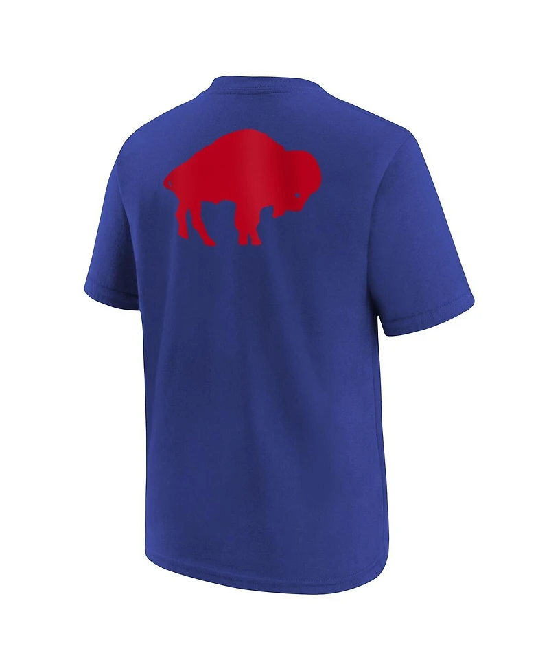 Nike Big Boys and Girls Royal Buffalo Bills Rewind Front Back Essential T-Shirt