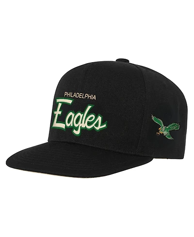 Mitchell & Ness Big Boys and Girls Black Philadelphia Eagles Cream Team Script Snapback Hat