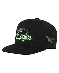 Mitchell & Ness Big Boys and Girls Black Philadelphia Eagles Cream Team Script Snapback Hat