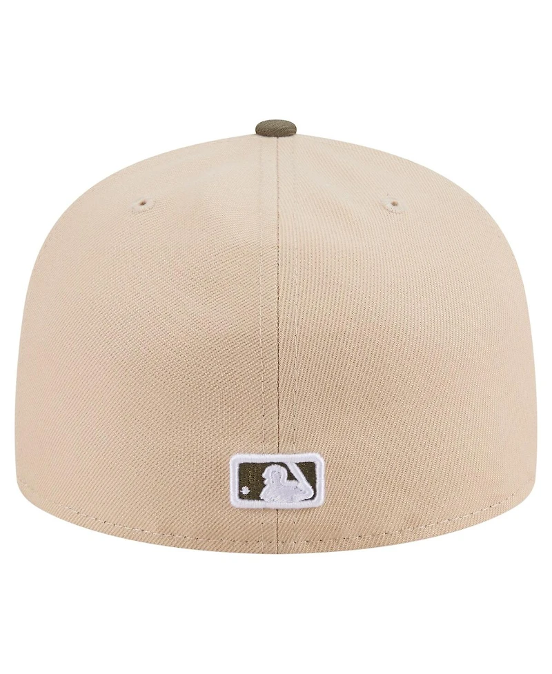 New Era Men's Light Beige/Olive Philadelphia Phillies Two-Tone Color Pack A-Frame 59FIFTY Fitted Hat