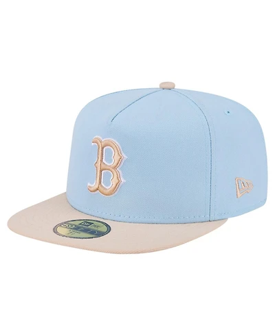New Era Men's Light Blue/Cream Boston Red Sox Two-Tone Color Pack A-Frame 59FIFTY Fitted Hat