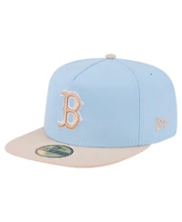 New Era Men's Light Blue/Cream Boston Red Sox Two-Tone Color Pack A-Frame 59FIFTY Fitted Hat