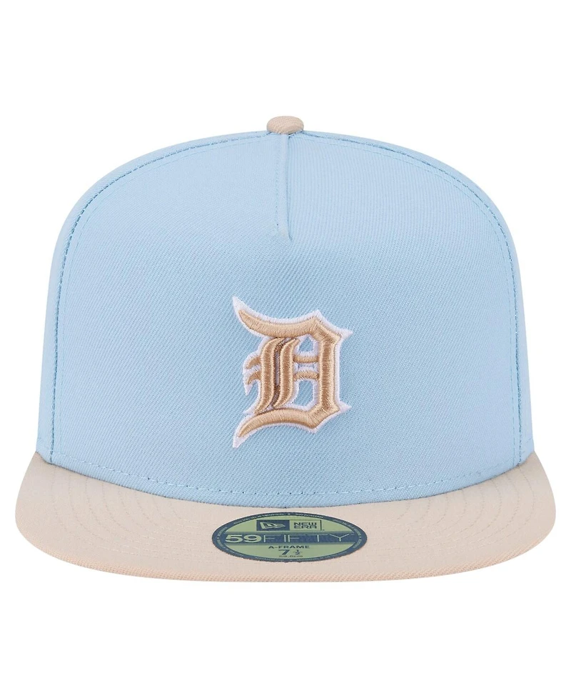 New Era Men's Light Blue/Cream Detroit Tigers Two-Tone Color Pack A-Frame 59FIFTY Fitted Hat
