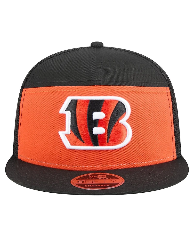 New Era Men's Orange/Black Cincinnati Bengals Outdoor Split Panel 9FIFTY Snapback Hat