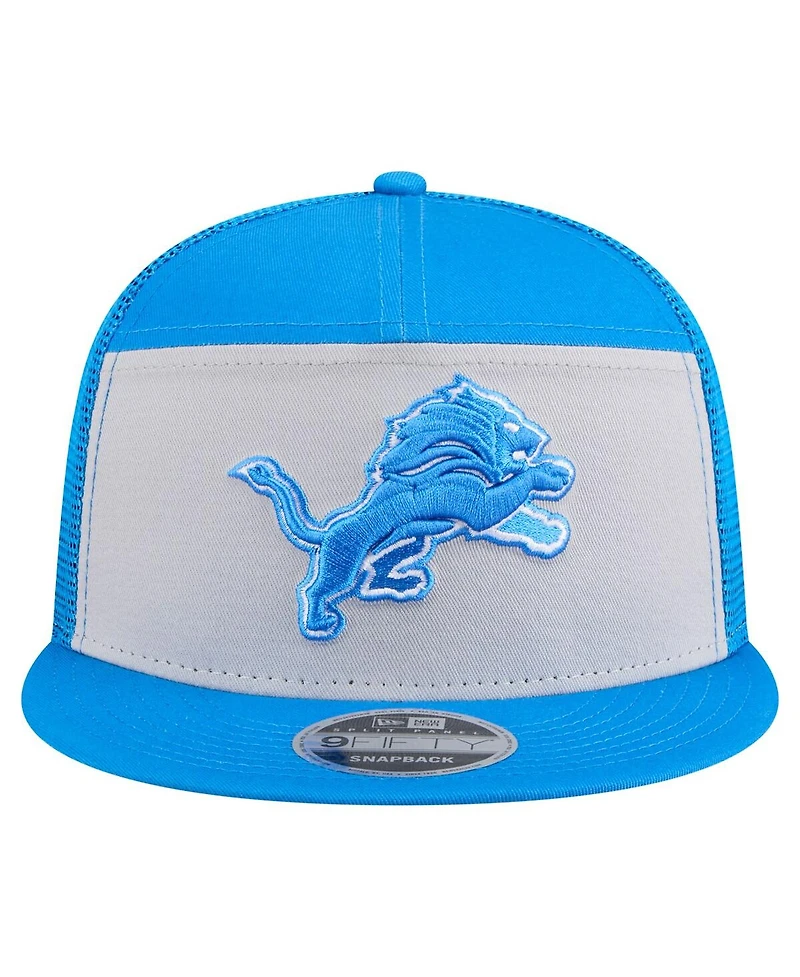 New Era Men's Gray/Blue Detroit Lions Outdoor Split Panel 9FIFTY Snapback Hat