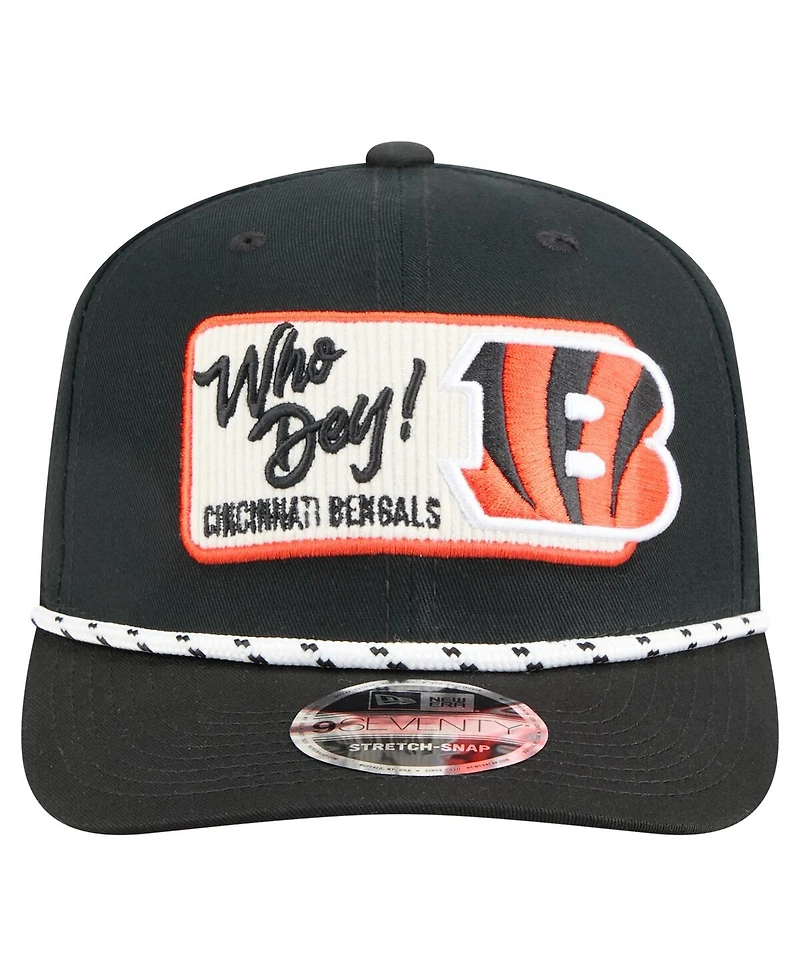 New Era Men's Black Cincinnati Bengals Chant 9SEVENTY Stretch-Snap Hat