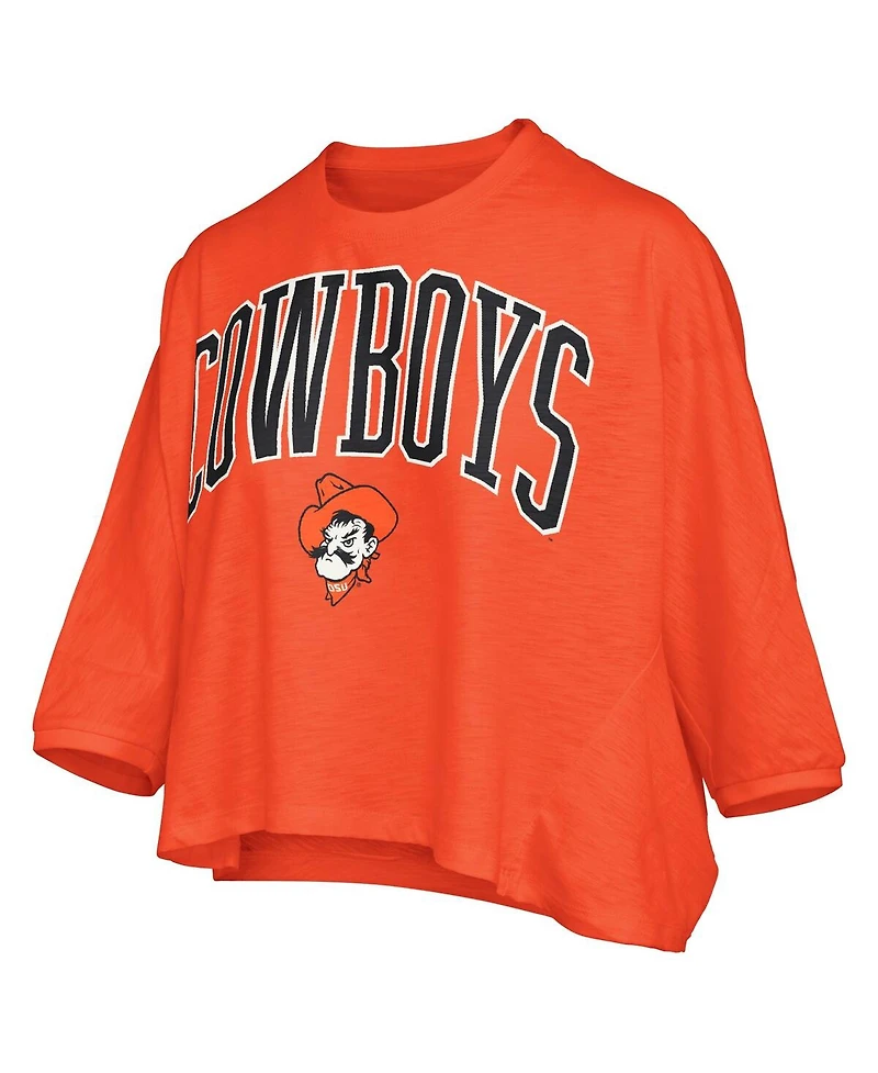 Pressbox Women's Orange Oklahoma State Cowboys Midi Arch Over Logo Oversized T-Shirt