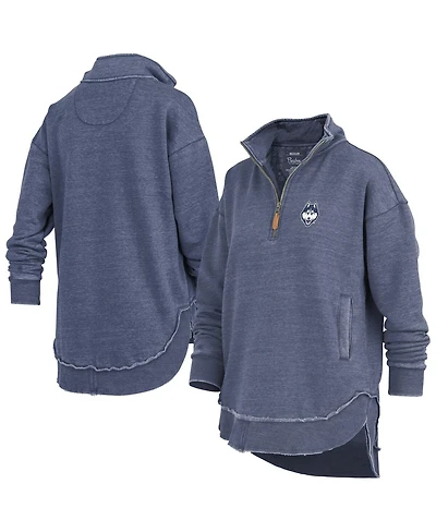 Pressbox Women's Navy UConn Huskies Northfork Sojourn Poncho Quarter-Zip Sweatshirt