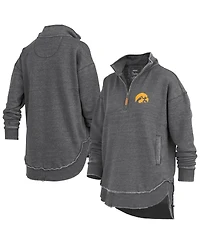 Pressbox Women's Black Iowa Hawkeyes Northfork Sojourn Poncho Quarter-Zip Sweatshirt