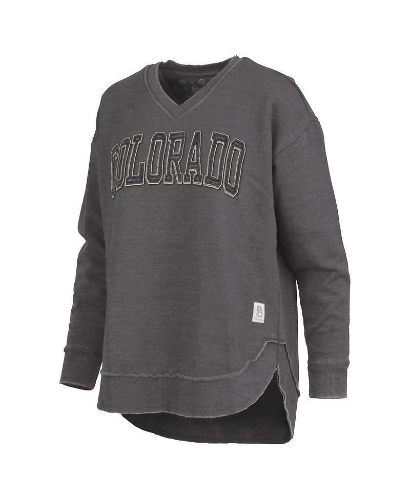 Pressbox Women's Black Colorado Buffaloes Westin Poncho V-Neck Pullover Sweatshirt