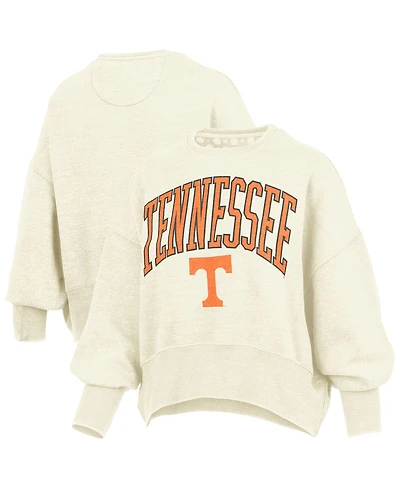 Pressbox Women's Natural Tennessee Volunteers Oversized Waist-Length Crewneck Sweatshirt