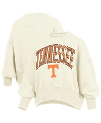 Pressbox Women's Natural Tennessee Volunteers Oversized Waist-Length Crewneck Sweatshirt