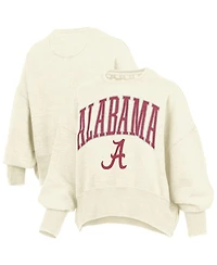 Pressbox Women's Natural Alabama Crimson Tide Oversized Waist-Length Crewneck Sweatshirt