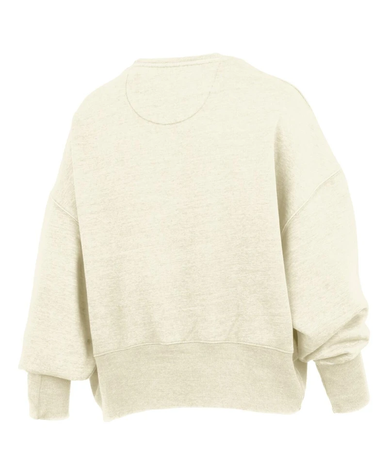 Pressbox Women's Natural Baylor Bears Oversized Waist-Length Crewneck Sweatshirt