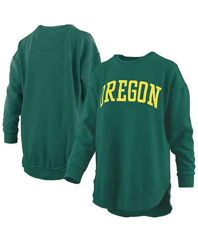 Pressbox Women's Green Oregon Ducks Melange Poncho Vintage Fleece Long Sleeve Pullover Sweatshirt