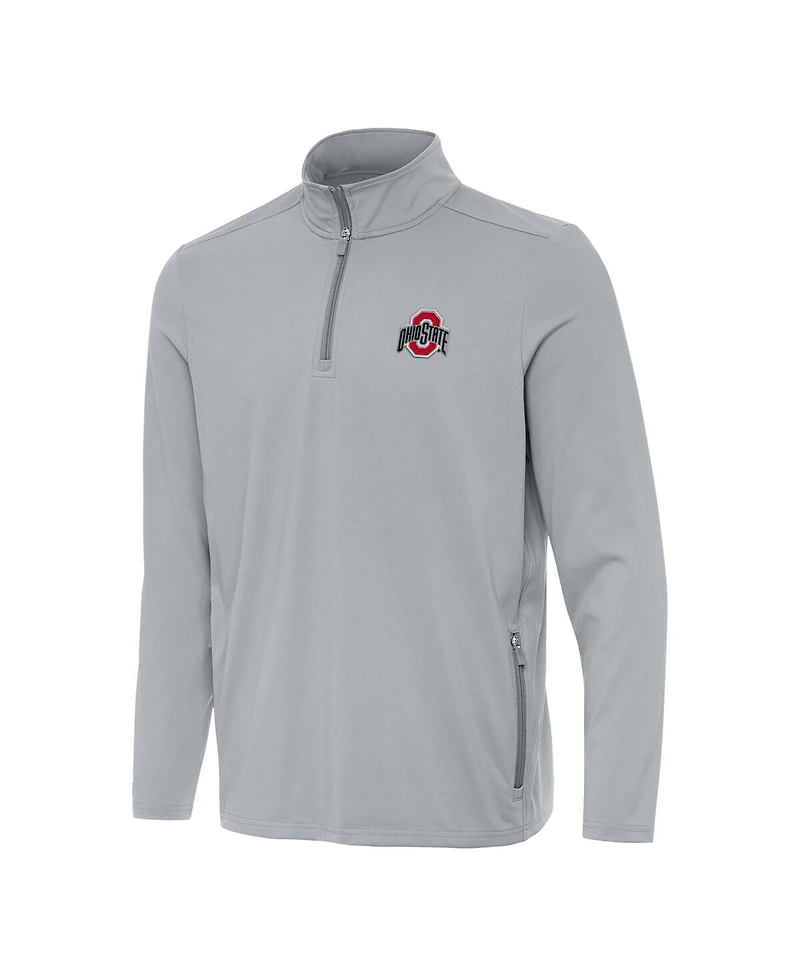 Antigua Men's Gray Ohio State Buckeyes Perilous Quarter-Zip Sweatshirt