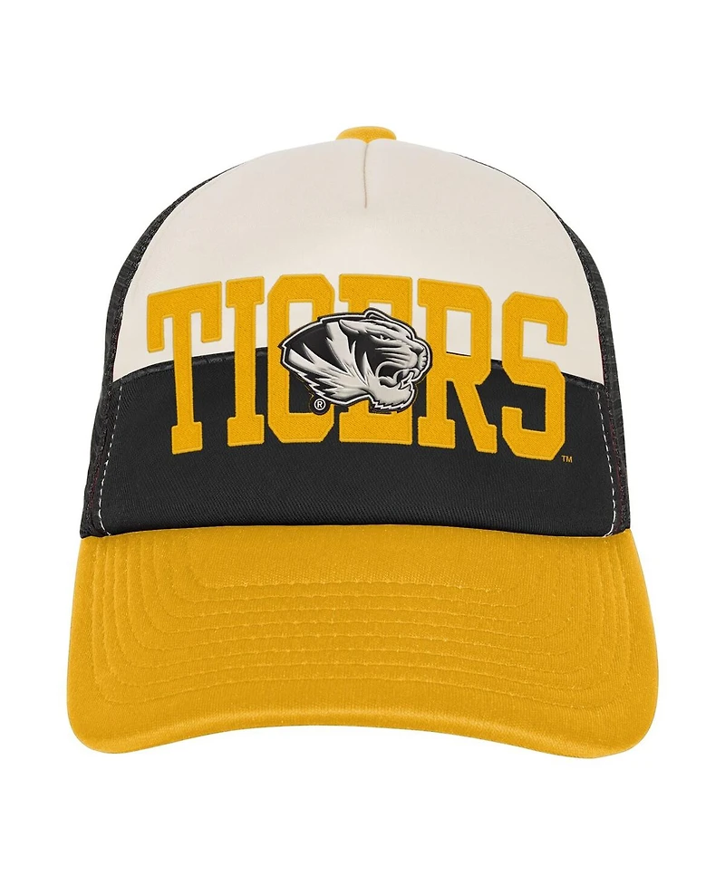 Outerstuff Big Boys and Girls Black/Cream Missouri Tigers Modern Fan Trucker Adjustable Hat