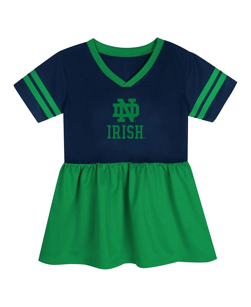 Outerstuff Girls Preschool Navy/Green Notre Dame Fighting Irish Stadium Lights Fashion Jersey Dress